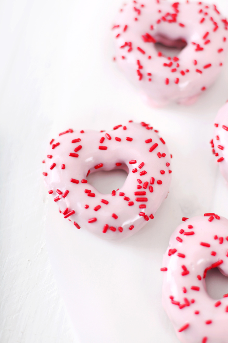 chocolate cherry glazed doughnuts - baked in a heart-shaped doughnut pan