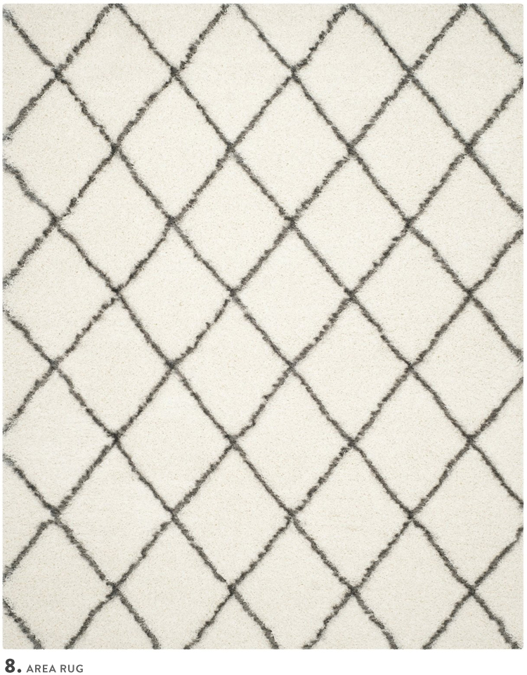 off white diamond grid shag rug