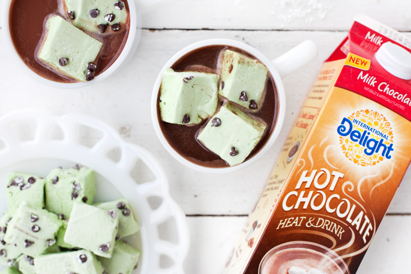Mint Chocolate Chip Marshmallows Recipe with International Delight hot chocolate