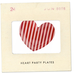 striped heart shaped plates