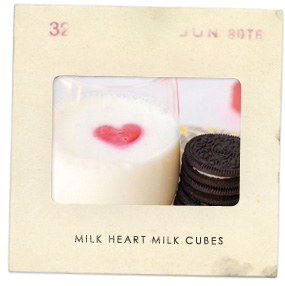heart shaped milk ice cubes